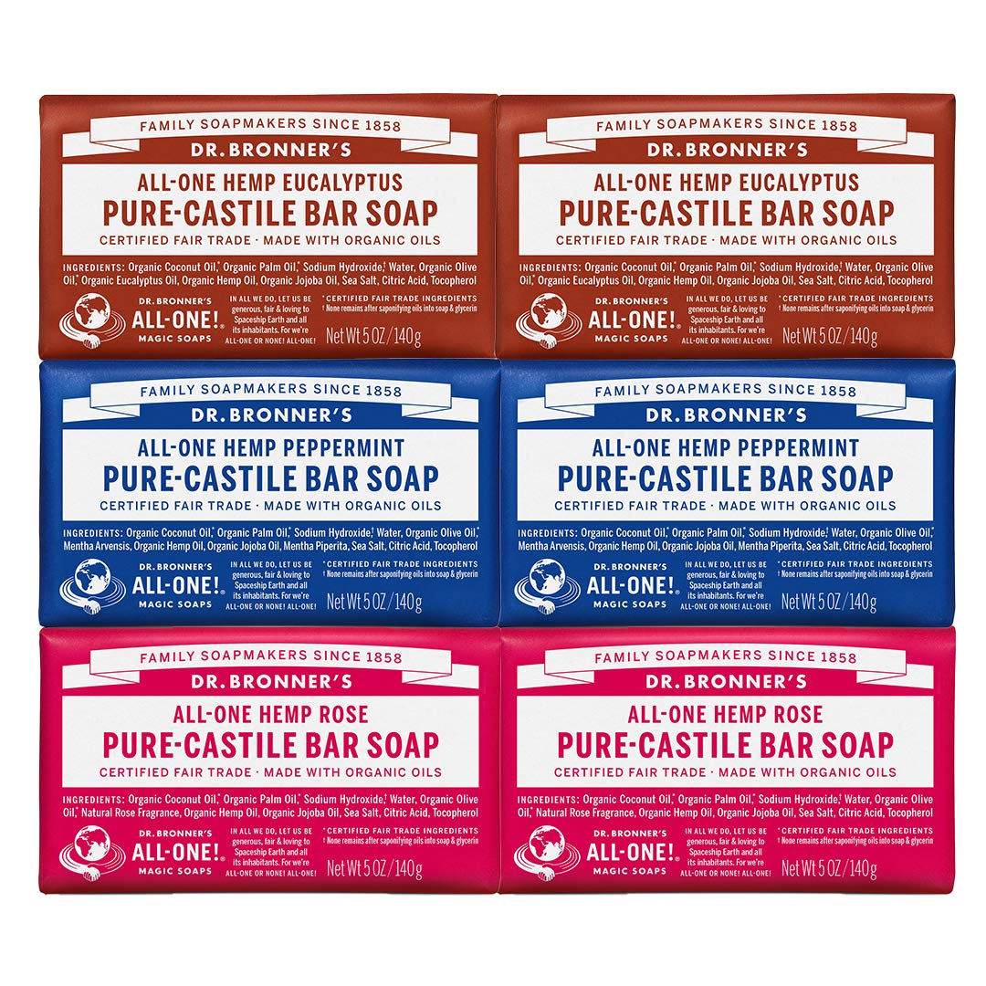Dr. Bronner's bar soap comes in a variety of natural fragrances