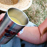 Image shows reusable stainless steel cup. 