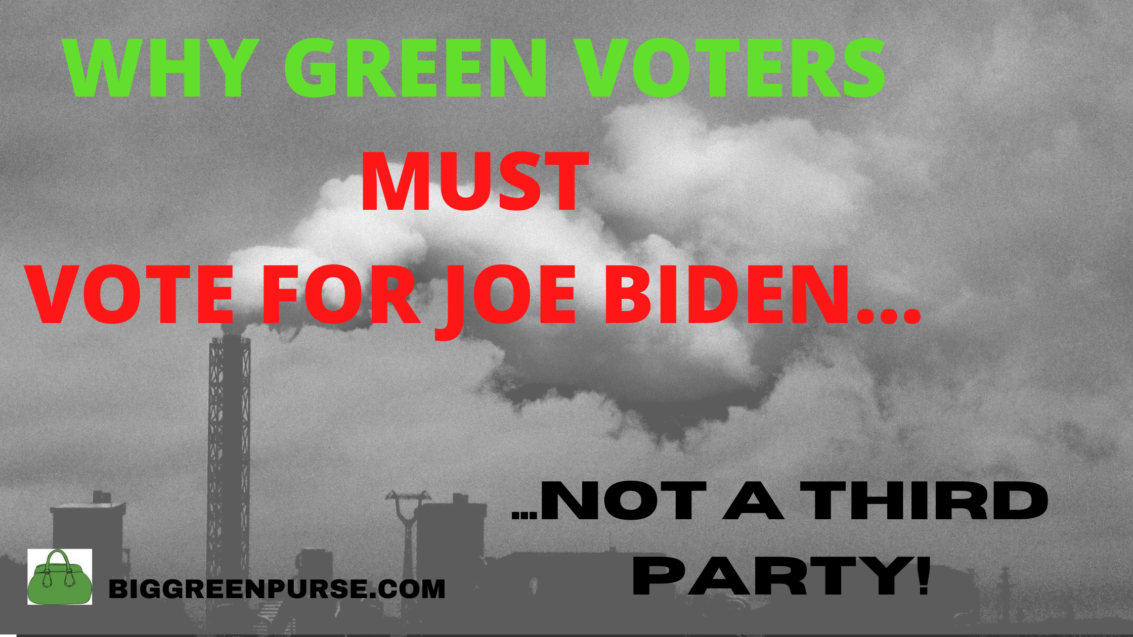 Banner explains that Green Voters Must Vote for Joe Biden