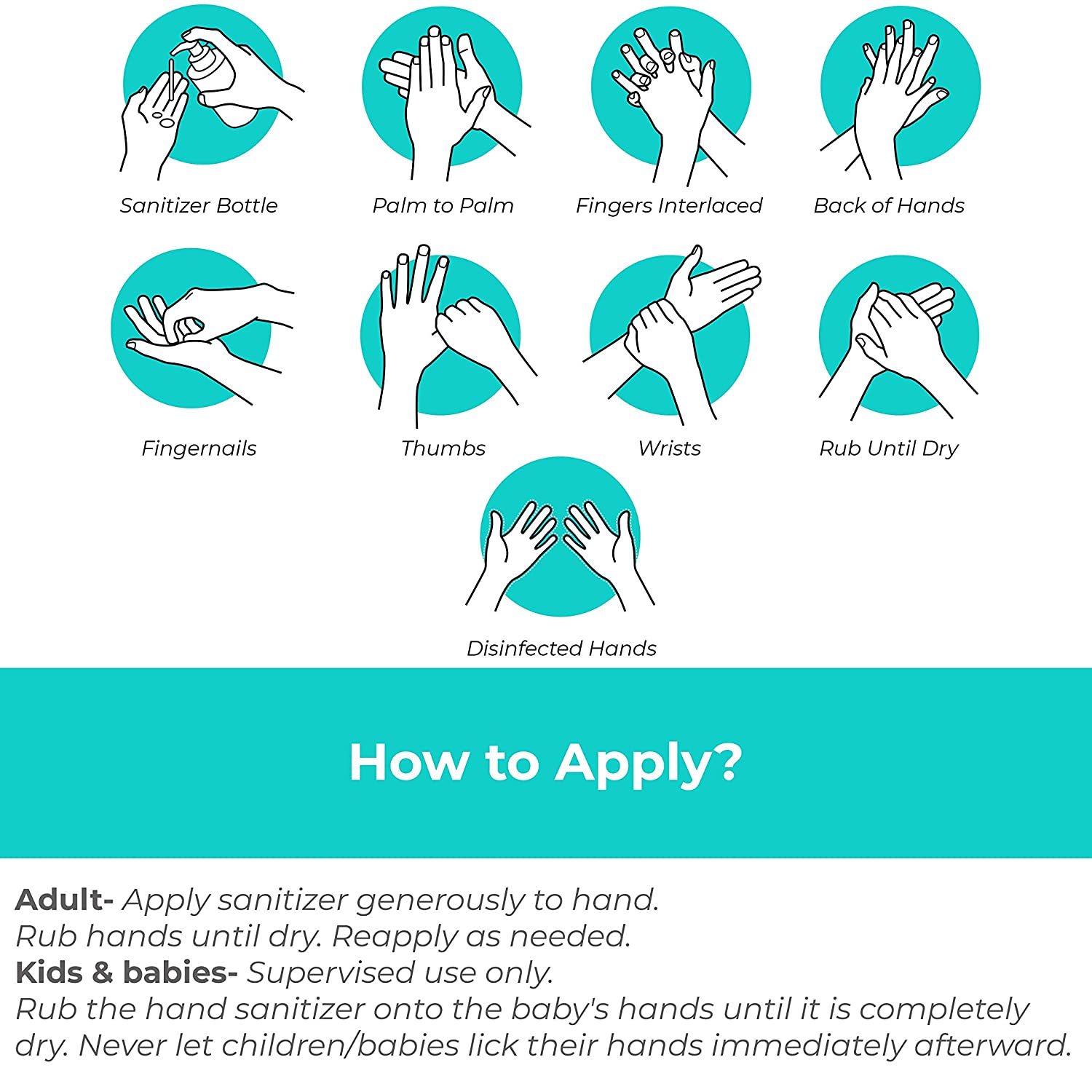 How to apply hand sanitizer graphic